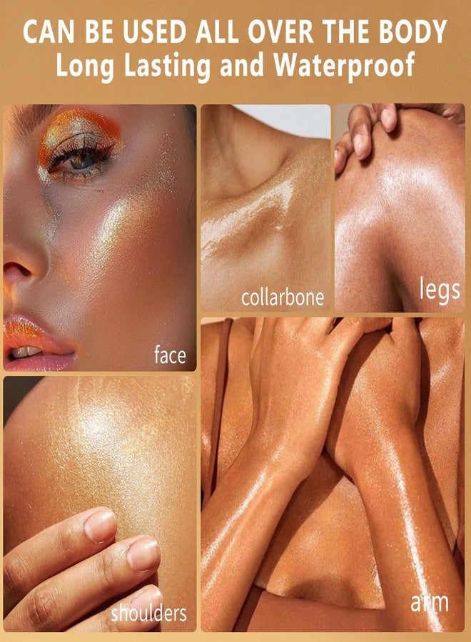 afmicat Shimmer Body Oil with Vitamin E, Body Glow Oil for Women, Long Lasting Waterproof & Moisturize for All Skin, Liquid Highlighter Makeup with Brush, Travel Size for Date, Wedding, Party, Rose Gold - Image 4